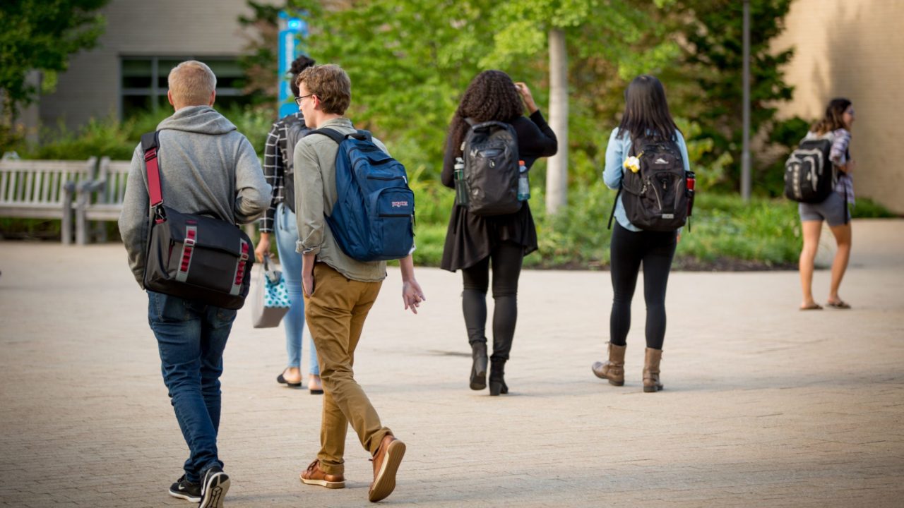 Students walking on HLS Campus